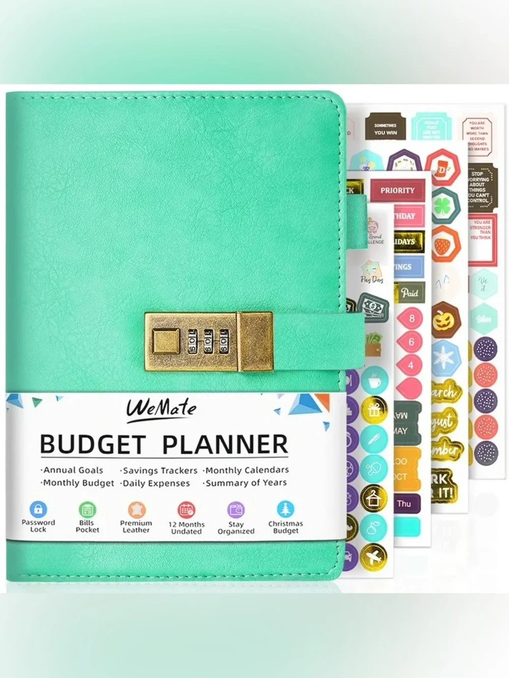 WEMATE Monthly Budget Finance Bill Organizer Planner Book with Lock NWT